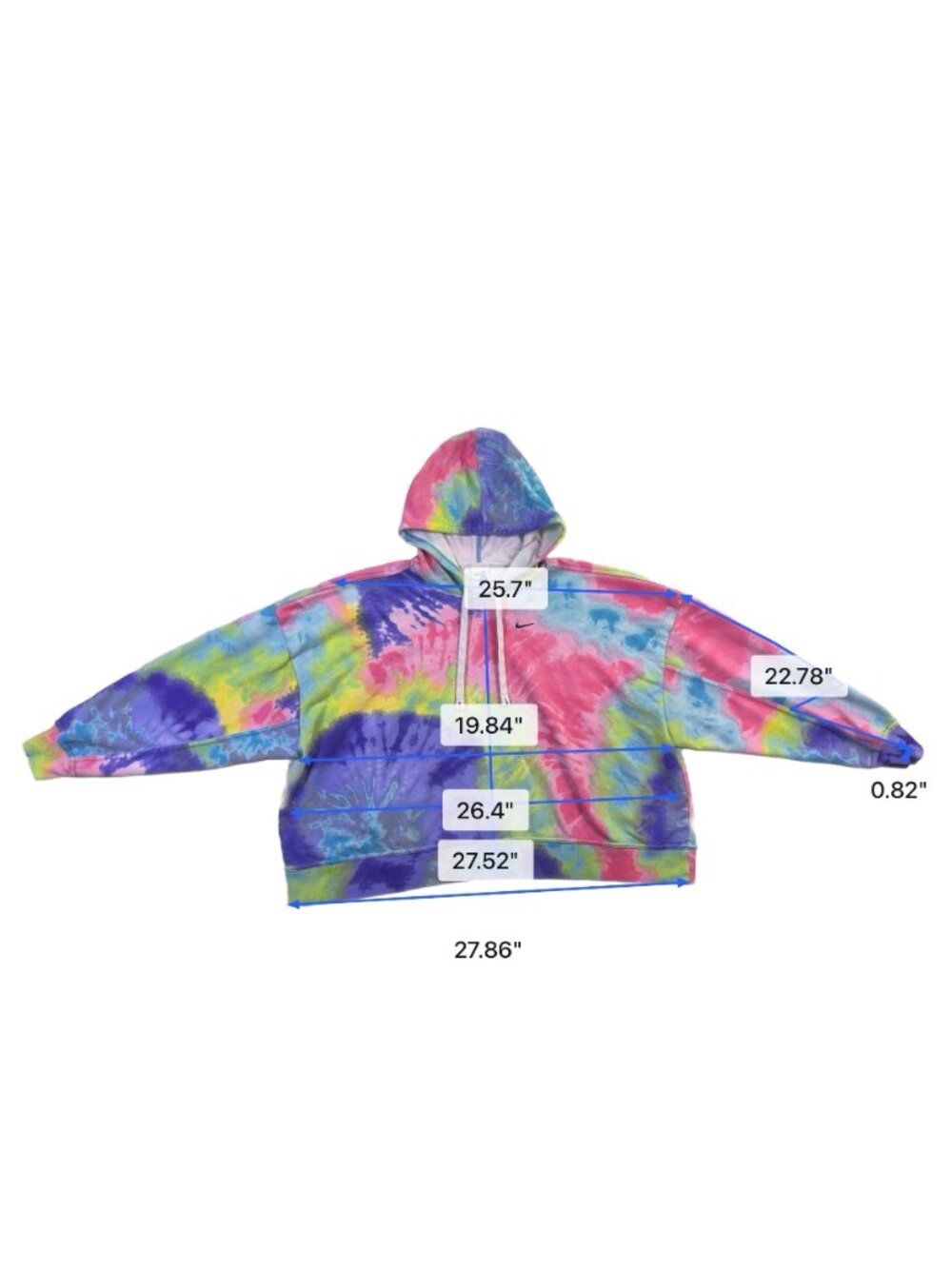 Nike Womens Multicolor Tie Dye Oversized Hoodie With Pockets Size XXL - Picture 10 of 10